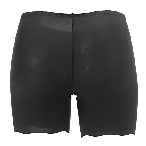 Damen Slip Shorts Höschen, Slim Fit Mid Oberschenkel Ice Silk Leggings, Dreipunkt Summer Safe Leichte Anti-Chafing-Unterhose ohne Curling 28CM für 85-110 Kg(Schwarz) von Zerodis