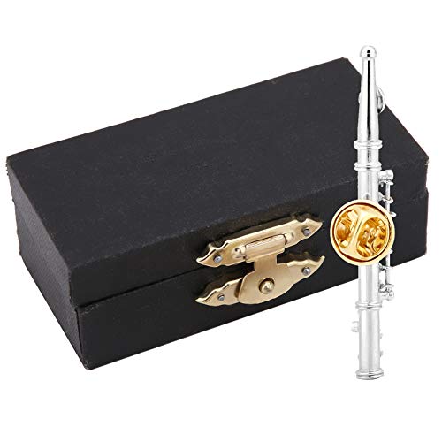 Flöte Brosche Pin Instrument Brosche Zubehör Mini Flute ShapMusical Silber, Golden PlatWomen Brosche Pins mit Geschenkbox(Silber) von Zerodis