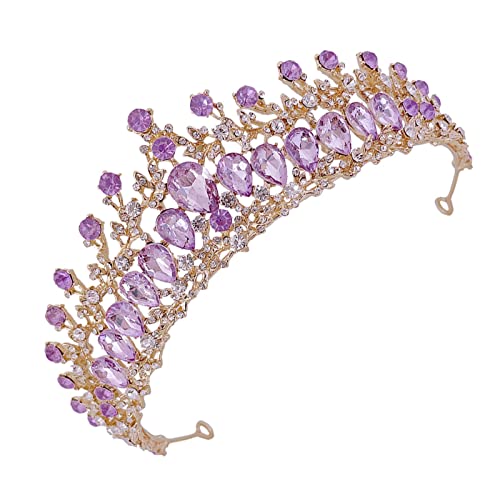 Hochzeitskrone, Exquisiter -Kronen-Haarschmuck für Frauen Zum Abschlussball (Gold und Lila) von Zerodis