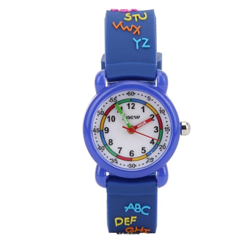 Zerodis Kinder Cartoon Uhr, Briefmuster wasserdichte Kinder Armbanduhr PU Armband Armbanduhr für Kinder Kleinkind Jungen Mädchen 3-12 Jahre alt(Blau) von Zerodis