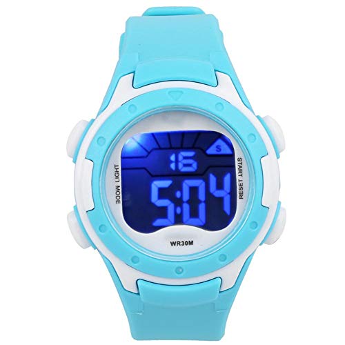 Kinder Sportuhr, 3ATM wasserdichte elektronische Armbanduhr PU Armband Armbanduhr für Kinder Kleinkind Mädchen 3-12 Jahre alt(Cyan) von Zerodis