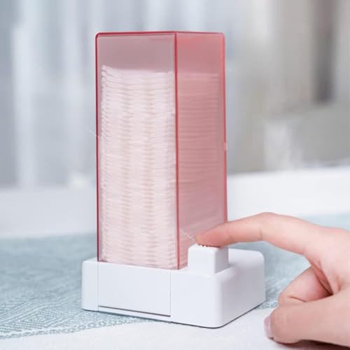 Kosmetische Baumwollspeicherbox, Automatischer Baumwollpolsterspender, Sauberer Make -up -Baumwollpolster Behälter mit Deckel, Anti Schlupfboden Design, Drücken Sie Leicht für Mädchen, Verschmutzung von Zerodis