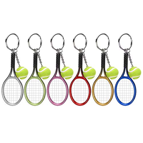 Schlüsselanhänger, 6 Stück Mini-Tennisschläger Schlüsselanhänger Simulation Sport Anhänger Federball Schlüsselanhänger mit Schlägertasche Ornament Sport Schlüsselanhänger für von Zerodis