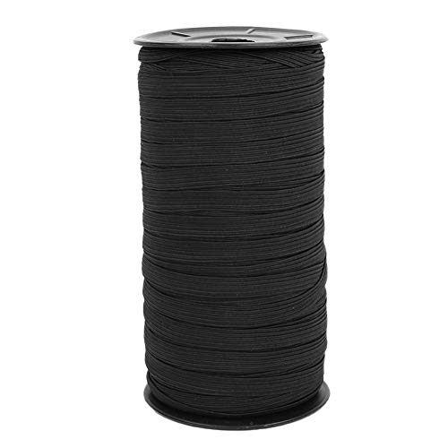 Zerodis 8mm Flaches Gestricktes Elastisches Band 100 Yards Polypropylen Elastisch für Nähen Kleidung DIY Craft Bund Bänder Ärmel Ausschnitte Stretch Material (BLACK) von Zerodis