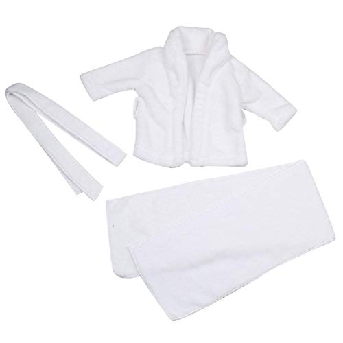 Zerodis Baby Bademantel Handtuch Set Weiß Weiche Baumwolle Fotografie Requisiten Kostüm Kinder Bad Swaddle Foto Kleidung Zubehör(3-6 Monate) von Zerodis
