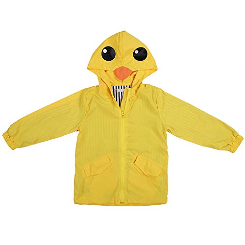 Zerodis Baby Enten Regenmantel Sommer Baby Mädchen Ente Wasserdichter Niedlicher Karikatur Hoodie Reißverschluss Leichter Regenbekleidung Mantel Outfit(120) von Zerodis