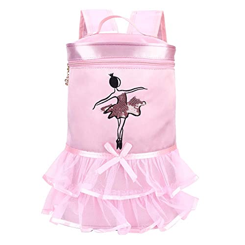 Zerodis Balletttanz Tasche Tutu Rosa Kleid Tanz Satin Rucksack Ballerina Mädchen Pailletten Umhängetasche mit Griff für Kleinkind Mädchen[Pink] von Zerodis