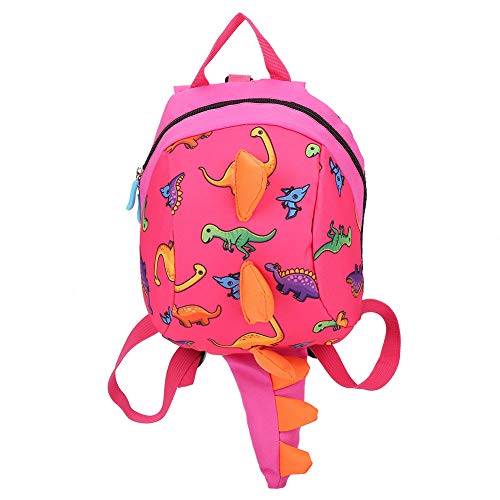 Zerodis Dinosaurier Rucksack Kinder Kinder Kleinkind Tasche Cartoon Rucksack Snack Lunchpaket Reiserucksack mit Sicherheitsgurt Leine für Vorschuljungen Mädchen(Pink) von Zerodis