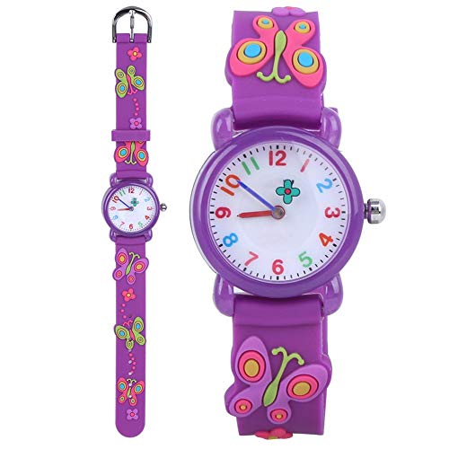 Zerodis Kinder wasserdichte Cartoon-Uhr, Kinder Baby niedlichen Design Armbanduhr pädagogische Lehruhr Spielzeug Geschenk(Lila) von Zerodis