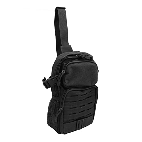 Zerodis Militär-Sporttasche, Outdoor-Schultertasche mit Hoher Kapazität, Reißverschluss, Wasserdicht, Nylon, Verstellbar, Zum Reiten (Schwarz) von Zerodis