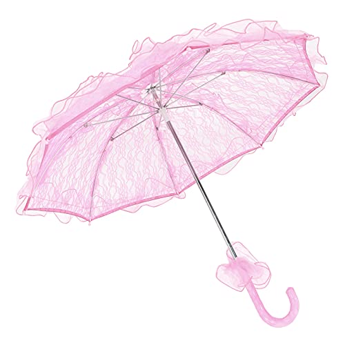 Zerodis Spitze Regenschirm, Hochzeit Braut Regenschirm Einzigartige Faltbare Spitze Stoff Sonnenschirm Klassische Regenschirm Kunst DIY Papier Regenschirme Leistung Requisiten Geschenk(Rosa) von Zerodis