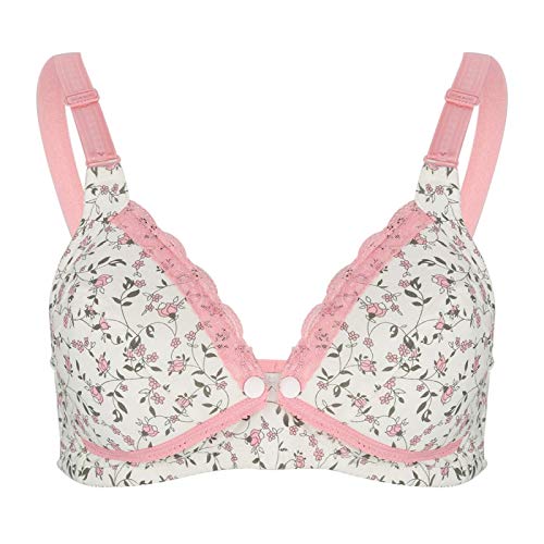 Zerodis Still-BH Floral Spitze Nursing Bra Baumwolle Vorne Offenen für Schwangere Frauen Damen Kleidung Ohne Stahlringe(36/80 Rosa) von Zerodis