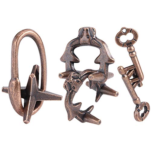 Zinklegierung Magic Lock Puzzle Unlock Entpacken Sie verschleißfeste pädagogische Puzzle Lock Spielzeug Set Gehirntraining Erwachsene Kinder Spielzeug(3St) von Zerodis
