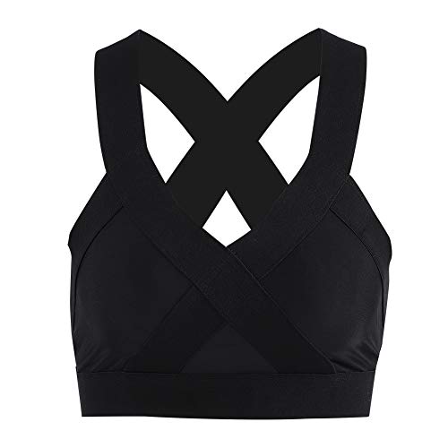 Frauen Sport-BH Sport Laufen Jogging Übung Fitness Weste Verstellbare Träger Push-Up für Yoga Fitness Übung(L-Schwarz) von Zerone