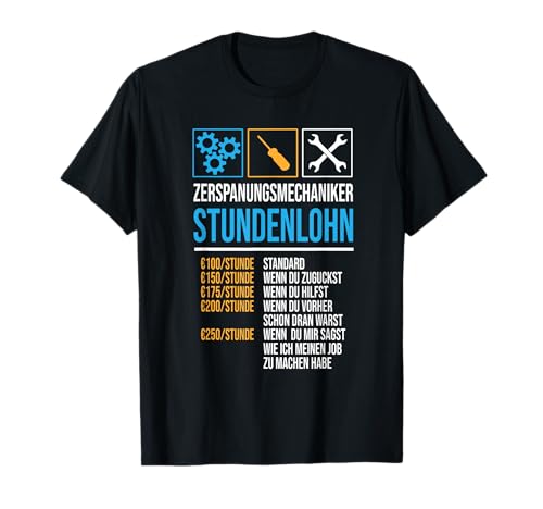 Zerspanungsmechaniker Geschenke & Ideen - Herren T-Shirt, Schwarz, S, Klassisch, Halbarm, Polyester, Zerspanungsmechaniker-T-Shirt von Zerspanungsmechaniker Geschenke & Ideen