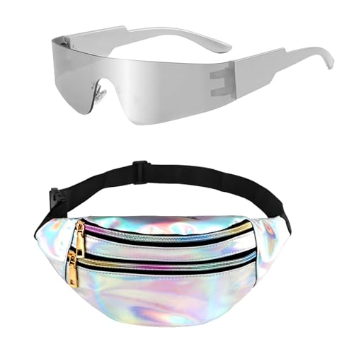 2 Stück Festival Accessoires, Bauchtasche Festival Rave Brille Rave Outfit, 90er Jahre Outfit Damen, Bauchtasche Damen für Konzerte & Partys Sport Outdoor Travel 2 Stück Festival Accessoires, Bauchtasche Festival Rave Brille Rave Outfit, 90er Jahre Outfit Damen, Bauchtasche Damen für Konzerte & Partys Sport Outdoor Travel von ZesNxj