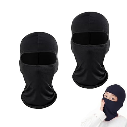 ZesNxj 2 Stücke Sturmhaube Kinder, Sturmhaube Motorrad Sommer, Kinder Elastisch Sturmmaske Schwarz Unter Helm, Skimaske Schwarz für Jungen Mädchen Radfahren Sports Ski von ZesNxj
