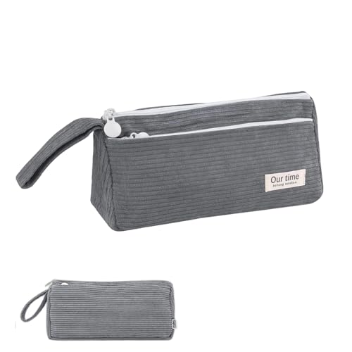 ZesNxj Große Kapazität Federmäppchen, Tragbar Federmappe, Schlamppermäppchen Kann Als Reise Oder Kosmetiktasche, GeldböRse,Brillenetui Und ZubehöRtasche (Grau) von ZesNxj