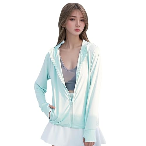 ZesiikLvie UV Schutzkleidung Damen UPF 50+ Sonnenschutz Hoodie Full Zip Langarm Sun Shirt für LaufendS Wandern Outdoor mit Taschen von ZesiikLvie