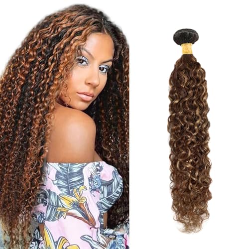 Zeslaerr Echthaar Perücke Bundles Human Hair Extensions P4/30 Highlight Brown Color Water Wave Bundles No Weft Knotless For Women 24 Inch von Zeslaerr