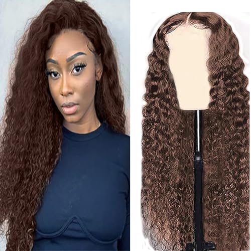 Zeslaerr Deep Wave Human Hair Wig 5x5 Hd Frontal Lace Wig Echthaar PerüCke 150% Density Unprocessed Brazilian Virgin Hair #4 Chocolate Brown No Tangle No Smell For Women 16 Zoll Zeslaerr Deep Wave Human Hair Wig 5x5 Hd Frontal Lace Wig Echthaar PerüCke 150% Density Unprocessed Brazilian Virgin Hair #4 Chocolate Brown No Tangle No Smell For Women 16 Zoll von Zeslaerr