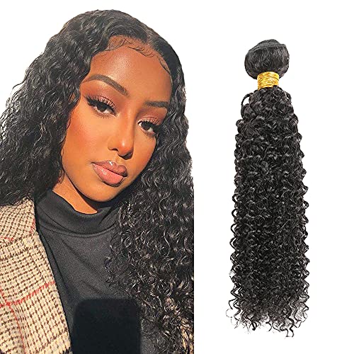 Perücke Echthaar Curly Human Hair Bundles Extension 8A Grade Brazilian Glueless Remy Virgin Hair #1B Natural Color Kinky Curly Bundles Human Hair Extension For Women 14 Inch von Zeslaerr