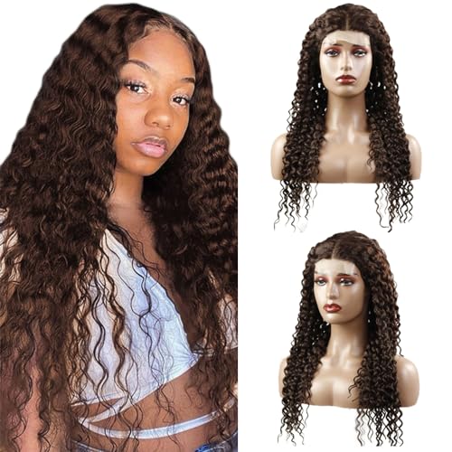 Echthaar Perücke Schwarz Frauen Human Hair Wig 5x5 Lace Front Human Hair #4 Brown Colored Pre Plucked Virgin Hair With Baby Hair 150% Density Brown Curly Wig 20 Zoll Echthaar Perücke Schwarz Frauen Human Hair Wig 5x5 Lace Front Human Hair #4 Brown Colored Pre Plucked Virgin Hair With Baby Hair 150% Density Brown Curly Wig 20 Zoll von Zeslaerr