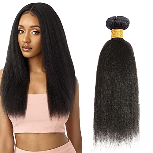 Zeslaerr Echthaar Perücke Bundles Human Hair Extensions 1B Natural Black Color Unprocessed Virgin Menschliches Haar Yaki Straight Bundles Knotless For Women 12 Inch von Zeslaerr