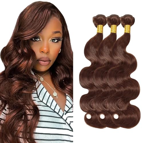 Zeslaerr 12A Grade Brazilian Virgin Echthaar Perücke Bundles #4 Chocolate Brown Color 3 Bundles Total 300g No Smell No Tangle Body Wave Bundles Human Hair Extensions For Women 22 22 22 Inch von Zeslaerr