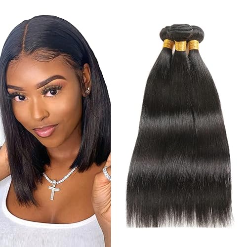 Zeslaerr Echthaar Perücke Bundles Human Hair Extensions 1B Natural Black Color 8A Grade Brazilian Virgin Menschliches Haar Straight Bundles No Weft Knotless For Women 16 16 16 Inch Zeslaerr Echthaar Perücke Bundles Human Hair Extensions 1B Natural Black Color 8A Grade Brazilian Virgin Menschliches Haar Straight Bundles No Weft Knotless For Women 16 16 16 Inch von Zeslaerr