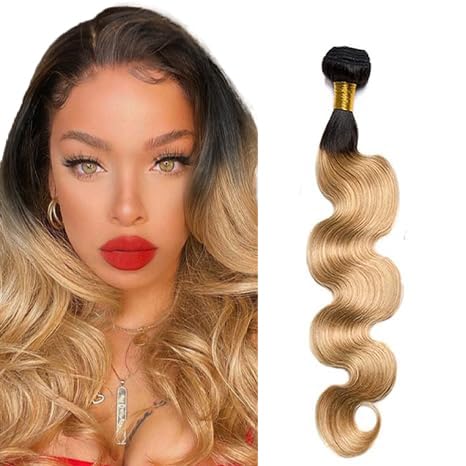 Zeslaerr 1B/27 Ombre Brown Color Echthaar Perücke Bundles Human Hair Extensions 8A Grade Unprocessed Brazilian Virgin Menschliches Haar Body Wave Bundles No Weft Knotless For Women 12 Zoll von Zeslaerr