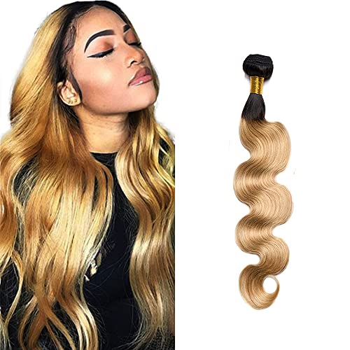 Zeslaerr 1B/27 Ombre Brown Color Echthaar Perücke Bundles Human Hair Extensions 8A Grade Unprocessed Brazilian Virgin Menschliches Haar Body Wave Bundles No Weft Knotless For Women 14 Inch von Zeslaerr