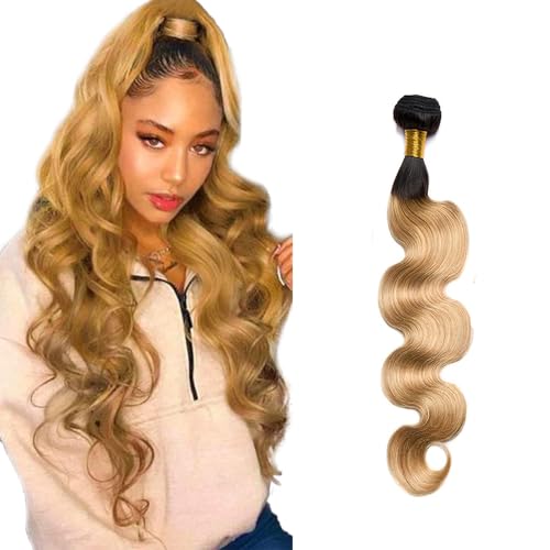 Zeslaerr 1B/27 Ombre Brown Color Echthaar Perücke Bundles Human Hair Extensions 8A Grade Unprocessed Brazilian Virgin Menschliches Haar Body Wave Bundles No Weft Knotless For Women 20 Zoll von Zeslaerr