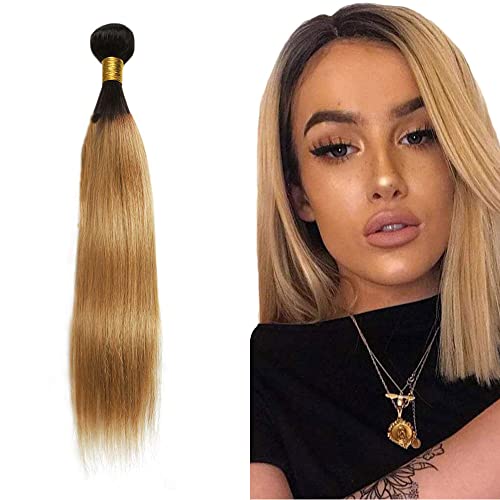 Zeslaerr 1B/27 Ombre Brown Color Echthaar Perücke Bundles Human Hair Extensions 8A Grade Unprocessed Brazilian Virgin Menschliches Haar Straight Bundles No Weft Knotless For Women 14 Inch von Zeslaerr
