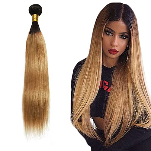 Zeslaerr 1B/27 Ombre Brown Color Echthaar Perücke Bundles Human Hair Extensions 8A Grade Unprocessed Brazilian Virgin Menschliches Haar Straight Bundles No Weft Knotless For Women 26 Inch von Zeslaerr
