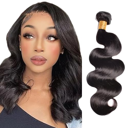 Zeslaerr 1B Natural Black Color Echthaar Perücke Bundles Human Hair Extensions 8A Grade Unprocessed Brazilian Virgin Menschliches Haar Body Wave Bundles No Weft Knotless For Women 14 Inch von Zeslaerr