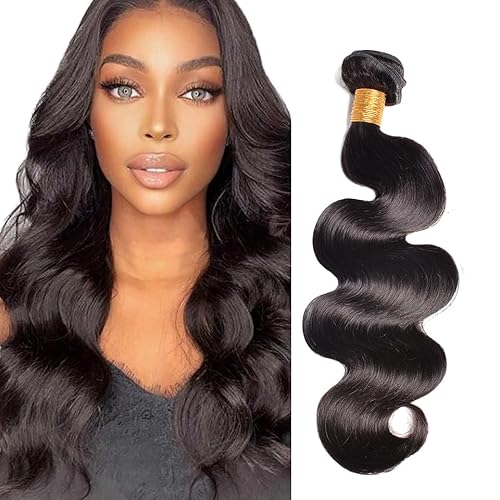 Zeslaerr 1B Natural Black Color Echthaar Perücke Bundles Human Hair Extensions 8A Grade Unprocessed Brazilian Virgin Menschliches Haar Body Wave Bundles No Weft Knotless For Women 18 Inch von Zeslaerr