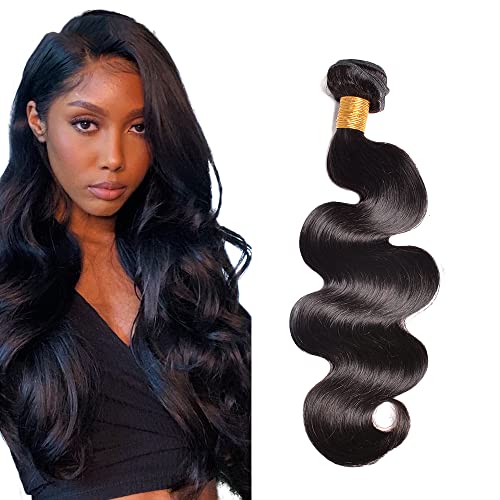 Zeslaerr 1B Natural Black Color Echthaar Perücke Bundles Human Hair Extensions 8A Grade Unprocessed Brazilian Virgin Menschliches Haar Body Wave Bundles No Weft Knotless For Women 22 Inch von Zeslaerr