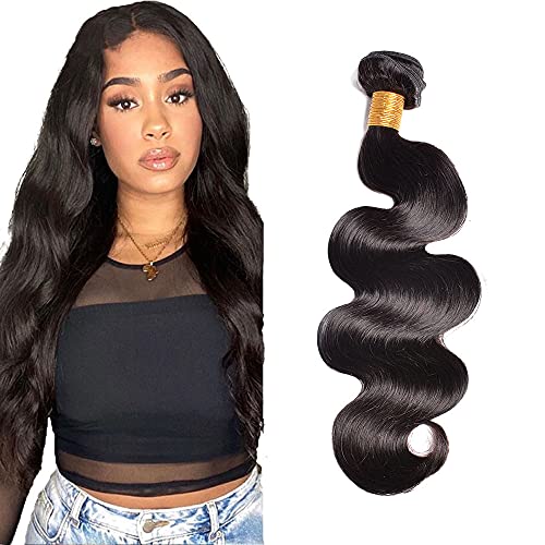 Zeslaerr 1B Natural Black Color Echthaar Perücke Bundles Human Hair Extensions 8A Grade Unprocessed Brazilian Virgin Menschliches Haar Body Wave Bundles No Weft Knotless For Women 24 Inch von Zeslaerr