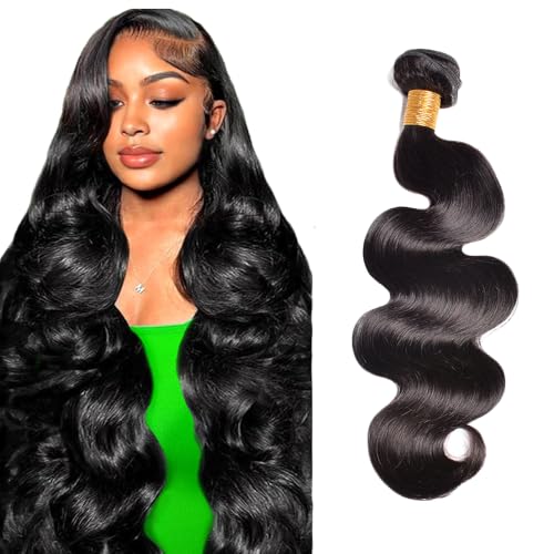 Zeslaerr 1B Natural Black Color Echthaar Perücke Bundles Human Hair Extensions 8A Grade Unprocessed Brazilian Virgin Menschliches Haar Body Wave Bundles No Weft Knotless For Women 32 Inch von Zeslaerr