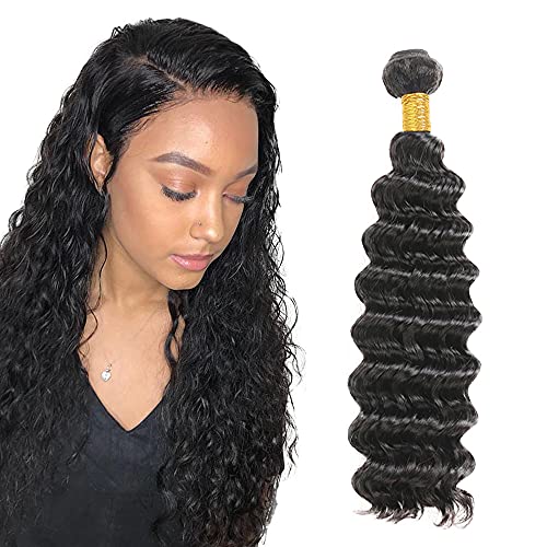 Zeslaerr 1B Natural Black Color Echthaar Perücke Bundles Human Hair Extensions 8A Grade Unprocessed Brazilian Virgin Menschliches Haar Deep Wave Bundles No Weft Knotless For Women 18 Zoll von Zeslaerr