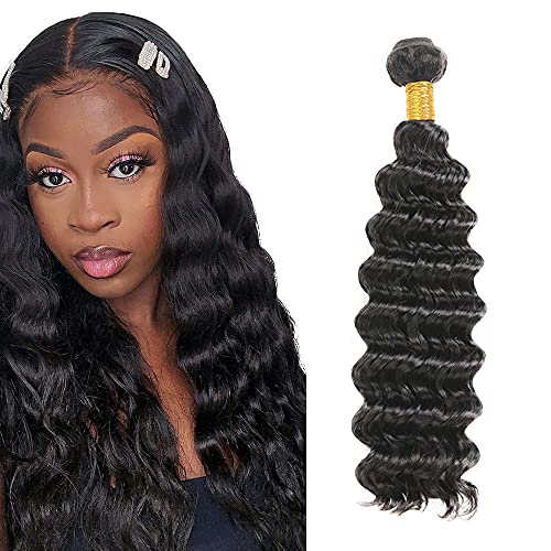 Zeslaerr 1B Natural Black Color Echthaar Perücke Bundles Human Hair Extensions 8A Grade Unprocessed Brazilian Virgin Menschliches Haar Deep Wave Bundles No Weft Knotless For Women 22 Zoll von Zeslaerr
