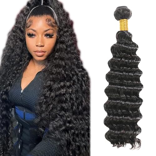 Zeslaerr 1B Natural Black Color Echthaar Perücke Bundles Human Hair Extensions 8A Grade Unprocessed Brazilian Virgin Menschliches Haar Deep Wave Bundles No Weft Knotless For Women 26 Zoll von Zeslaerr
