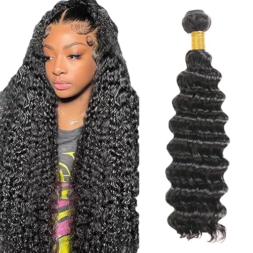 Zeslaerr 1B Natural Black Color Echthaar Perücke Bundles Human Hair Extensions 8A Grade Unprocessed Brazilian Virgin Menschliches Haar Deep Wave Bundles No Weft Knotless For Women 30 Zoll von Zeslaerr