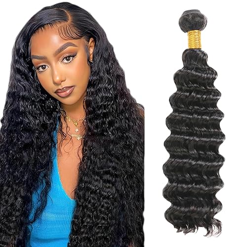 Zeslaerr 1B Natural Black Color Echthaar Perücke Bundles Human Hair Extensions 8A Grade Unprocessed Brazilian Virgin Menschliches Haar Deep Wave Bundles No Weft Knotless For Women 34 Zoll von Zeslaerr