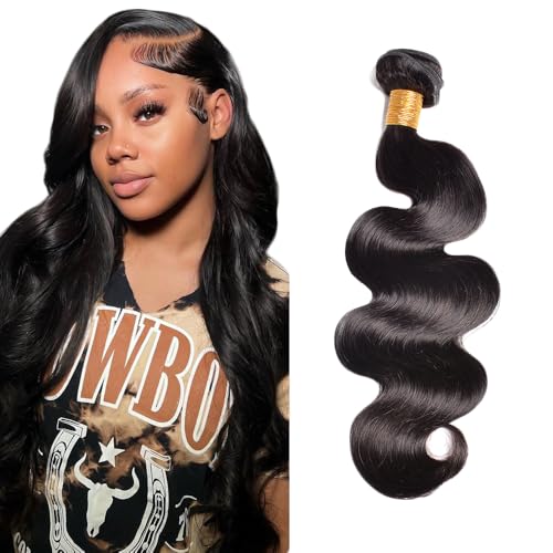 Zeslaerr 1B Natural Black Color Echthaar Perücke Bundles Human Hair Extensions Grade Unprocessed Virgin Double Weft Body Wave Bundles Minimal Shedding For Women 18 Inch von Zeslaerr