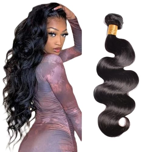 Zeslaerr 1B Natural Black Color Echthaar Perücke Bundles Human Hair Extensions Grade Unprocessed Virgin Double Weft Body Wave Bundles Minimal Shedding For Women 20 Inch von Zeslaerr