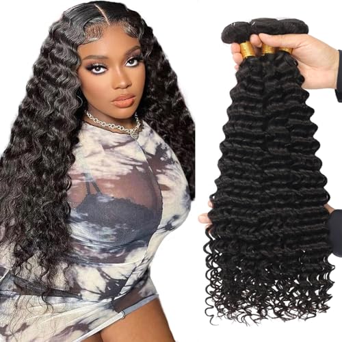 Zeslaerr 1B Natural Black Color Echthaar Perücke Bundles Human Hair Extensions Grade Unprocessed Virgin Double Weft Deep Wave Bundles Minimal Shedding For Women 14 16 18 Inch Zeslaerr 1B Natural Black Color Echthaar Perücke Bundles Human Hair Extensions Grade Unprocessed Virgin Double Weft Deep Wave Bundles Minimal Shedding For Women 14 16 18 Inch von Zeslaerr