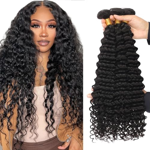 Zeslaerr 1B Natural Black Color Echthaar Perücke Bundles Human Hair Extensions Grade Unprocessed Virgin Double Weft Deep Wave Bundles Minimal Shedding For Women 16 18 20 Inch Zeslaerr 1B Natural Black Color Echthaar Perücke Bundles Human Hair Extensions Grade Unprocessed Virgin Double Weft Deep Wave Bundles Minimal Shedding For Women 16 18 20 Inch von Zeslaerr