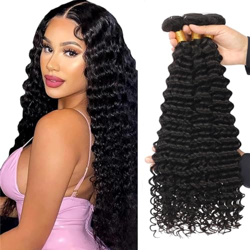 Zeslaerr 1B Natural Black Color Echthaar Perücke Bundles Human Hair Extensions Grade Unprocessed Virgin Double Weft Deep Wave Bundles Minimal Shedding For Women 20 22 24 Inch Zeslaerr 1B Natural Black Color Echthaar Perücke Bundles Human Hair Extensions Grade Unprocessed Virgin Double Weft Deep Wave Bundles Minimal Shedding For Women 20 22 24 Inch von Zeslaerr